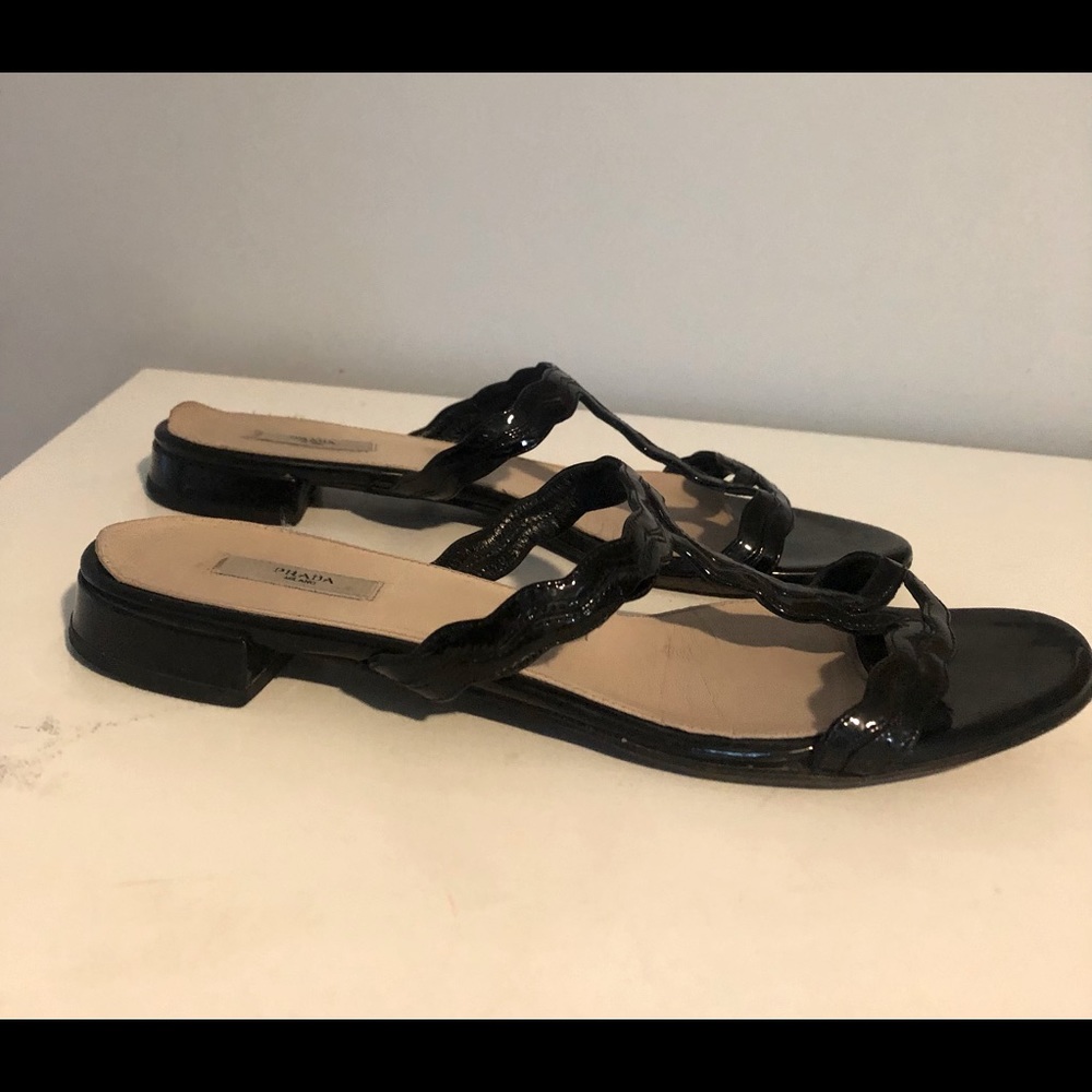 Prada black patent sandals. Size 39 / US 8 / 8.5